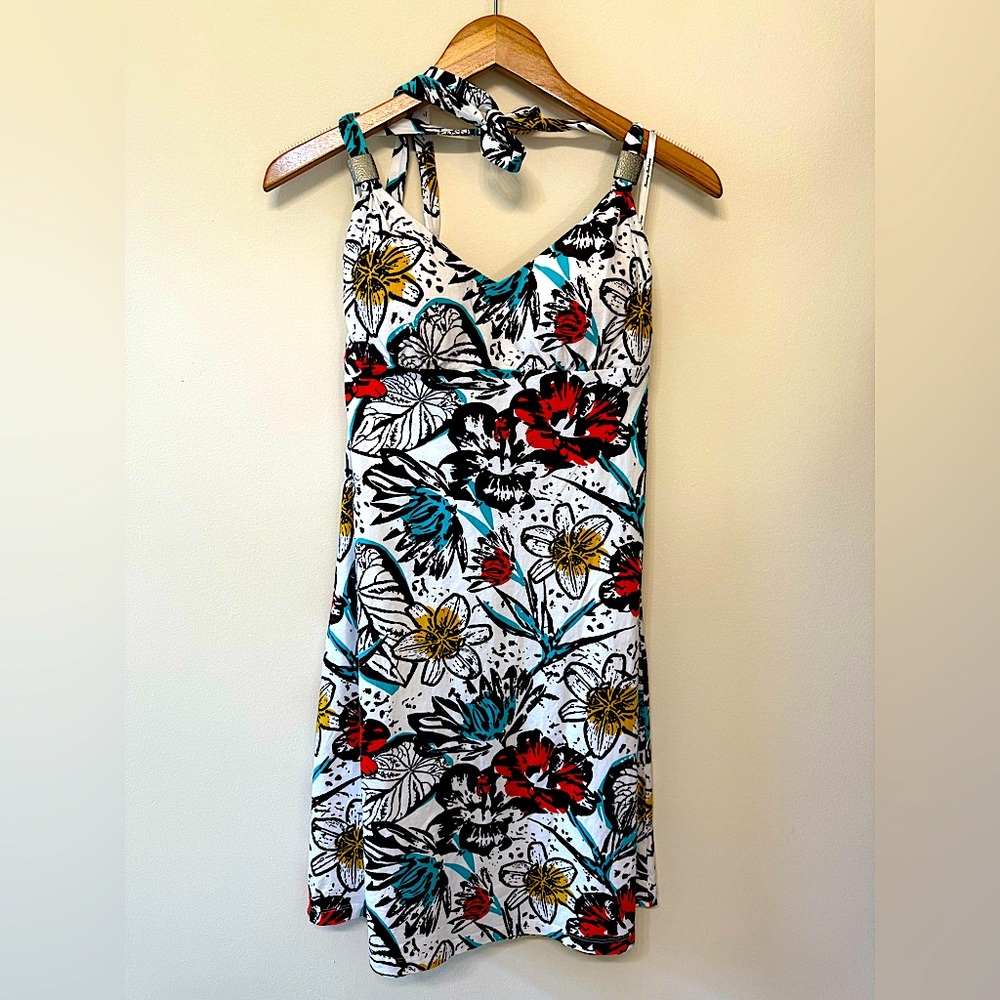 Tommy Bahama Red and Yellow Floral Halter Dress